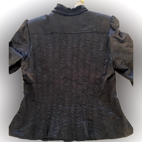 Black quilted & embroidered jacket 8 - Picture 2 of 8